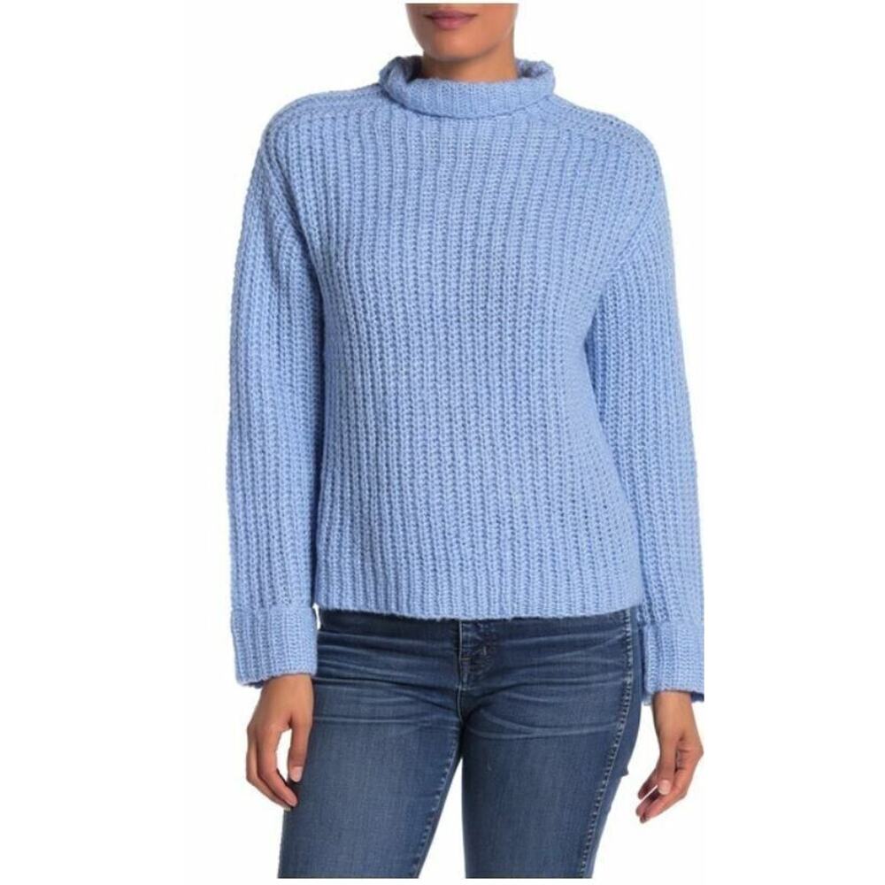 Abound Women's Blue Mock Neck Cozy‎ Knit Pull Over Sweater Small
